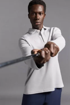 Pedro del Hierro Polo liso manga larga golf Gris