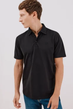 Cortefiel Polo liso piqué Negro Discount