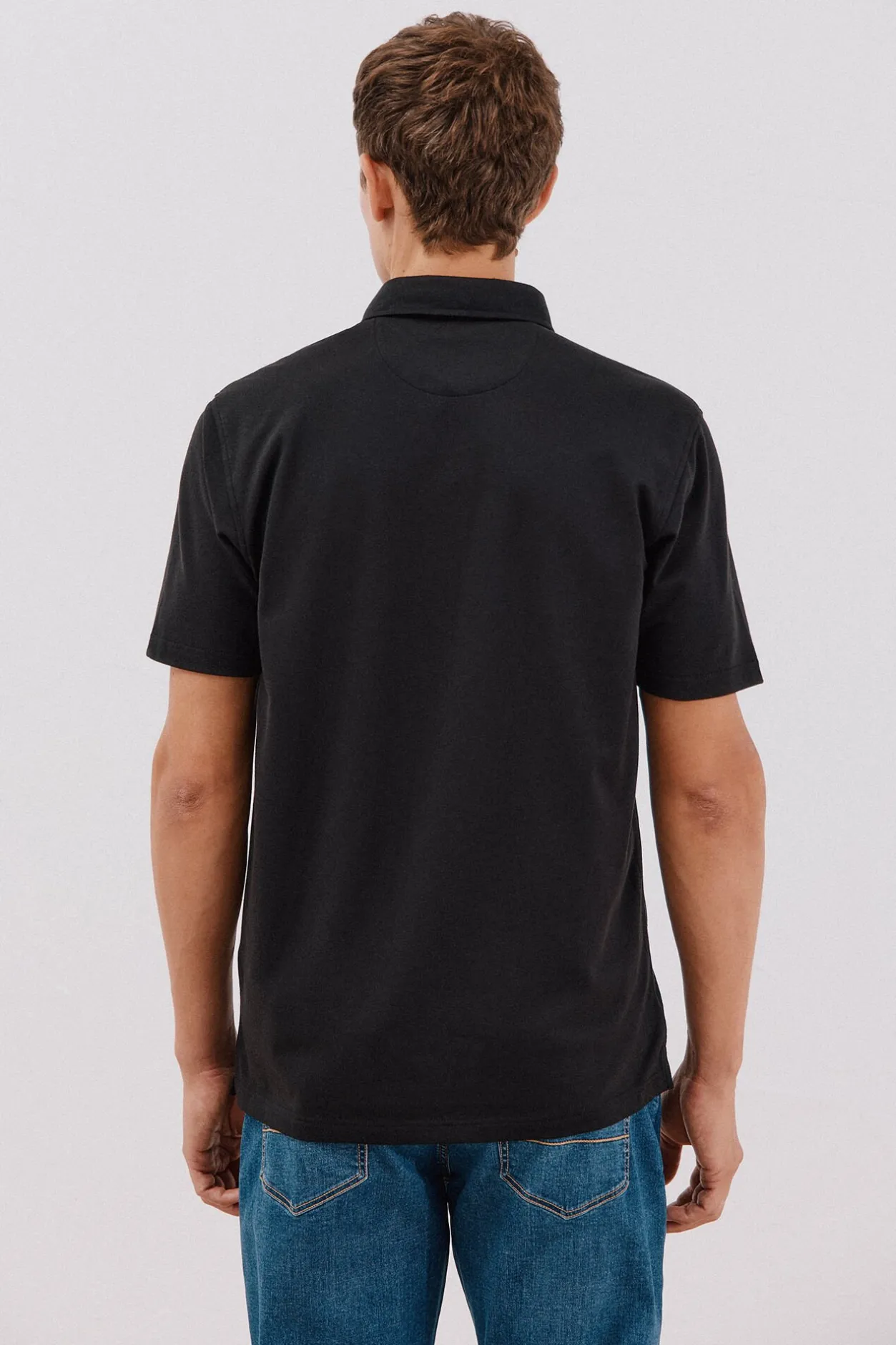 Cortefiel Polo liso piqué Negro Discount
