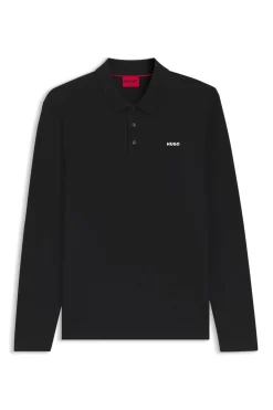 HUGO Polo manga larga Negro Hot