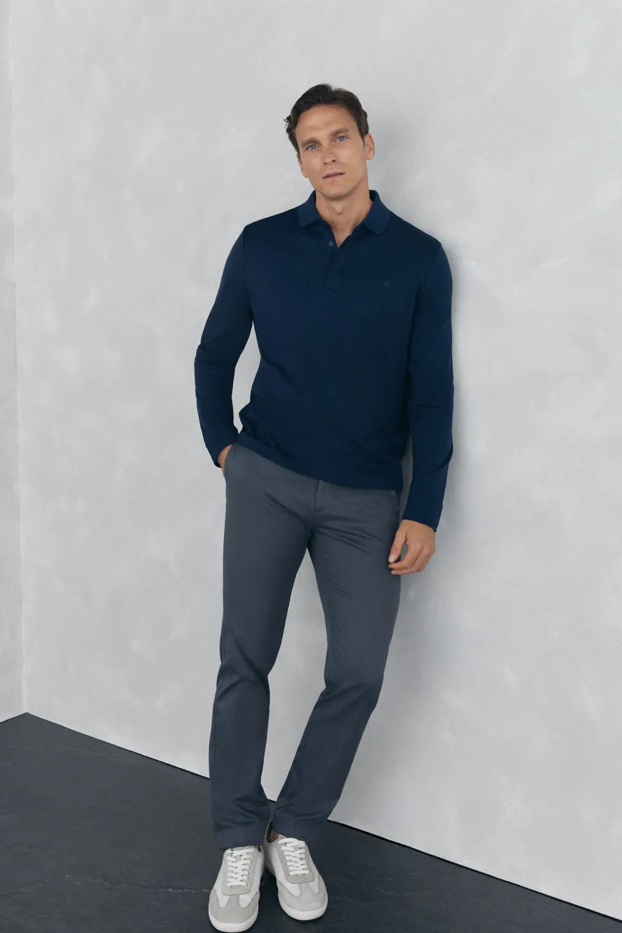 Pedro del Hierro Polo mercerizado manga larga Azul Hot