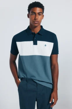 Springfield Polo piqué bloques color regular fit azul Sale