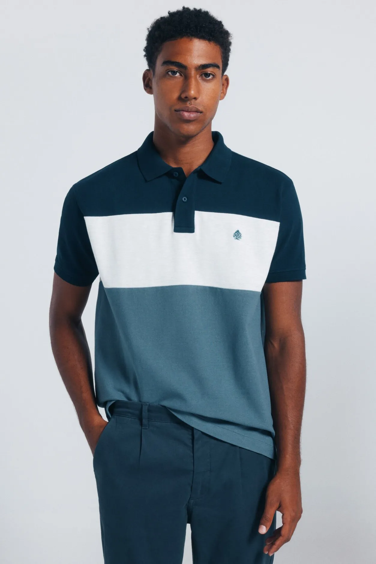 Springfield Polo piqué bloques color regular fit azul Sale