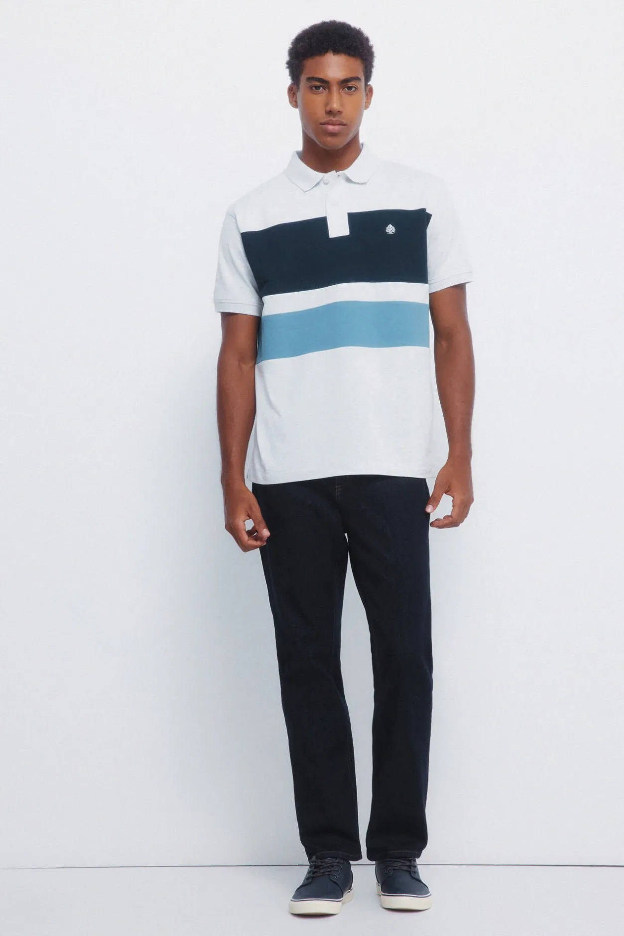 Springfield Polo piqué bloques color regular fit gris Discount