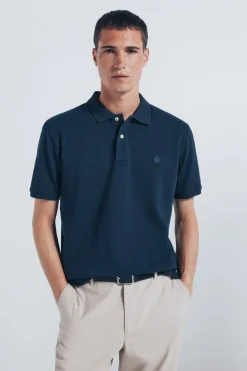 Springfield Polo piqué básico regular fit azul New