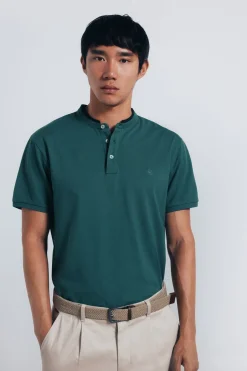 Springfield Polo piqué cuello mao slim fit verde Sale