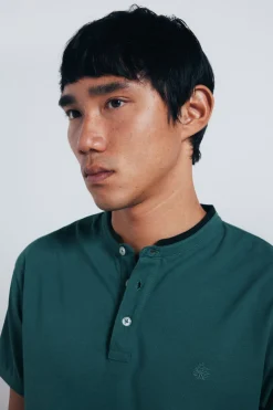Springfield Polo piqué cuello mao slim fit verde Sale