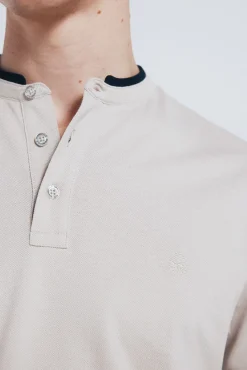 Springfield Polo piqué cuello mao slim fit nude Best