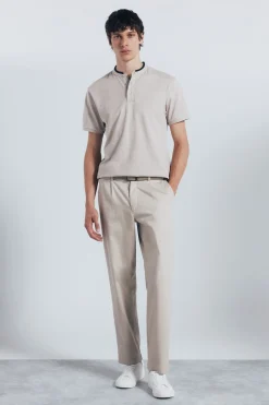 Springfield Polo piqué cuello mao slim fit nude Best