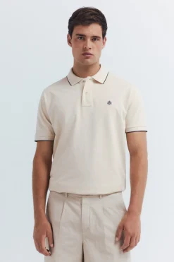 Springfield Polo piqué fantasía cuello tipping regular fit beige Hot