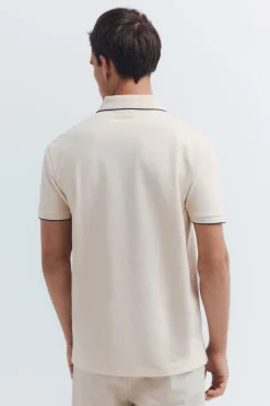 Springfield Polo piqué fantasía cuello tipping regular fit beige Hot