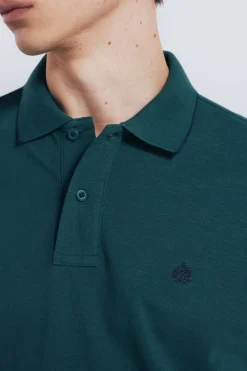 Springfield Polo piqué fantasía cuello tipping regular fit verde Clearance