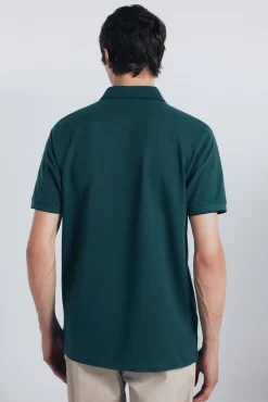 Springfield Polo piqué fantasía cuello tipping regular fit verde Clearance