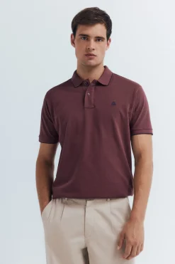Springfield Polo piqué fantasía cuello tipping regular fit burdeos Hot