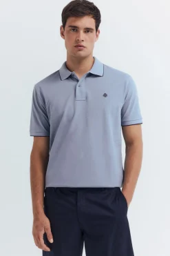 Springfield Polo piqué fantasía cuello tipping regular fit azul Sale