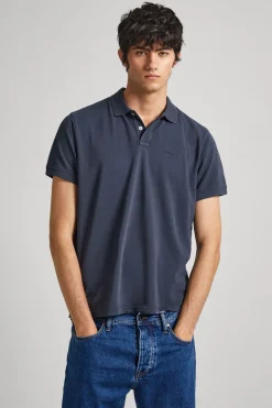 Pepe Jeans Polo Piqué Fit Slim azul Clearance