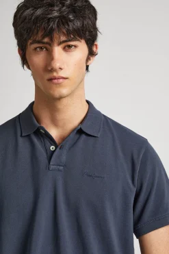 Pepe Jeans Polo Piqué Fit Slim azul Clearance