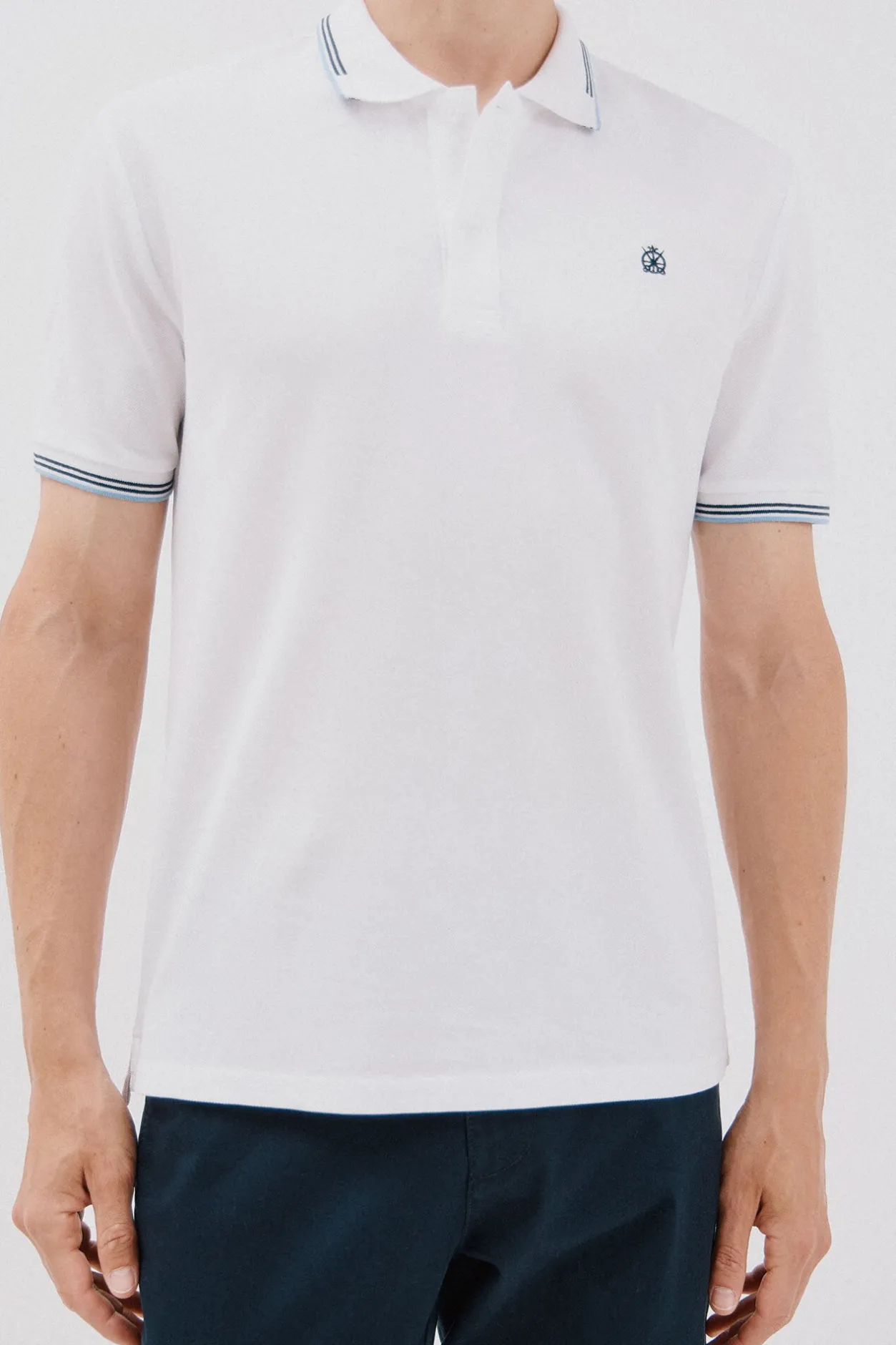 Cortefiel Polo piqué tips Blanco