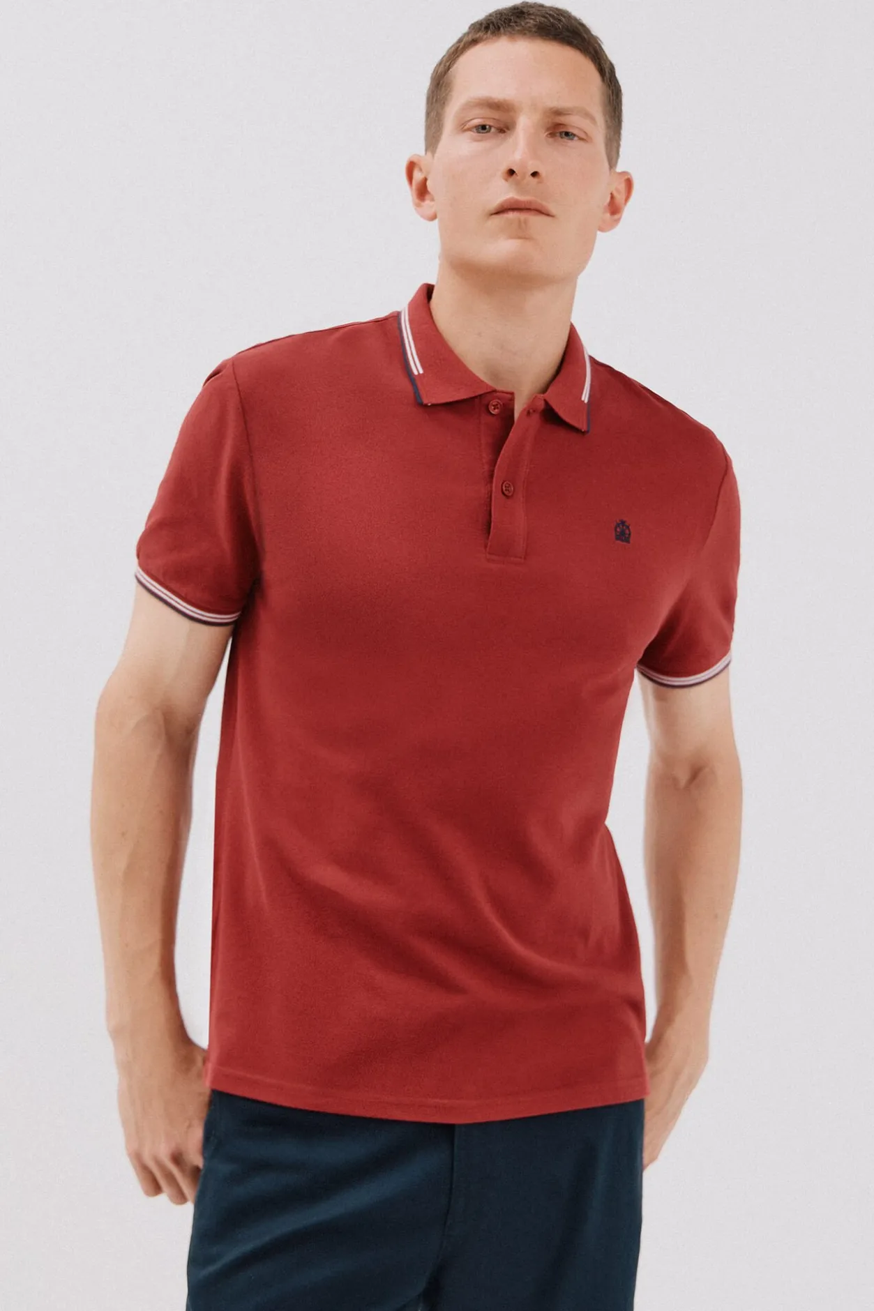 Cortefiel Polo piqué tips Granate Outlet