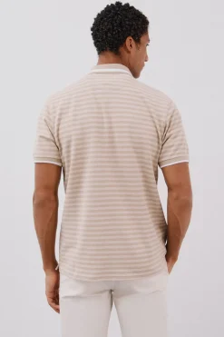 Cortefiel Polo rayas oxford Beige Online