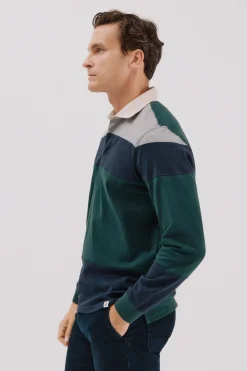 Cortefiel Polo rugby bloques Verde oscuro Outlet
