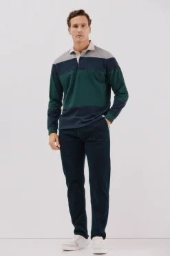 Cortefiel Polo rugby bloques Verde oscuro Outlet