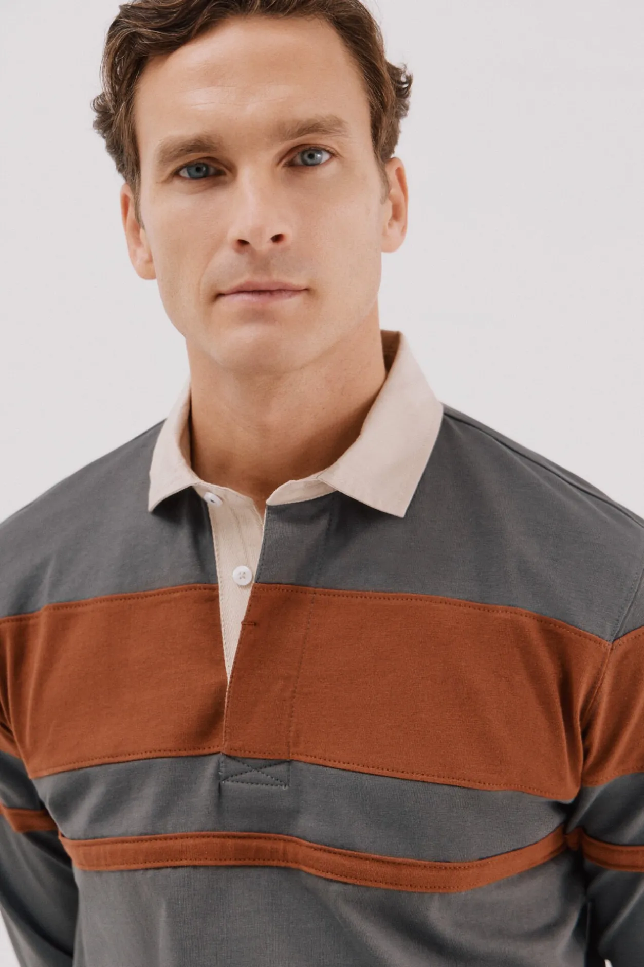 Cortefiel Polo rugby bloques Gris Online