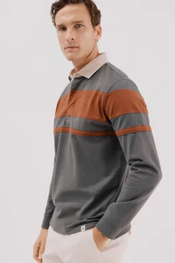 Cortefiel Polo rugby bloques Gris Online