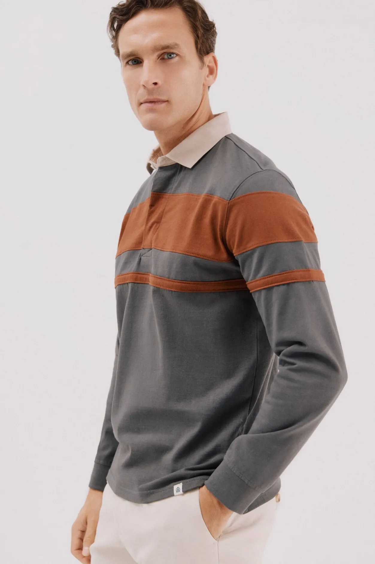 Cortefiel Polo rugby bloques Gris Online