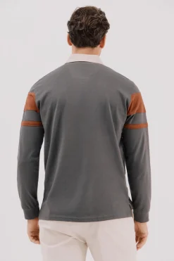 Cortefiel Polo rugby bloques Gris Online