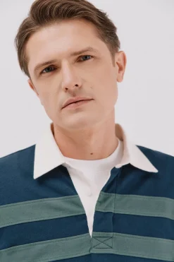 Cortefiel Polo rugby de rayas Azul marino Outlet