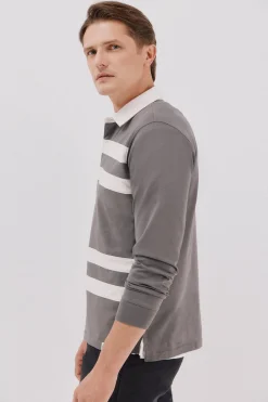 Cortefiel Polo rugby de rayas Gris Best