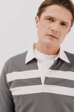 Cortefiel Polo rugby de rayas Gris Best