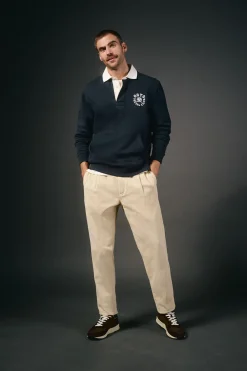 OOTO Polo rugby manga larga Azul marino