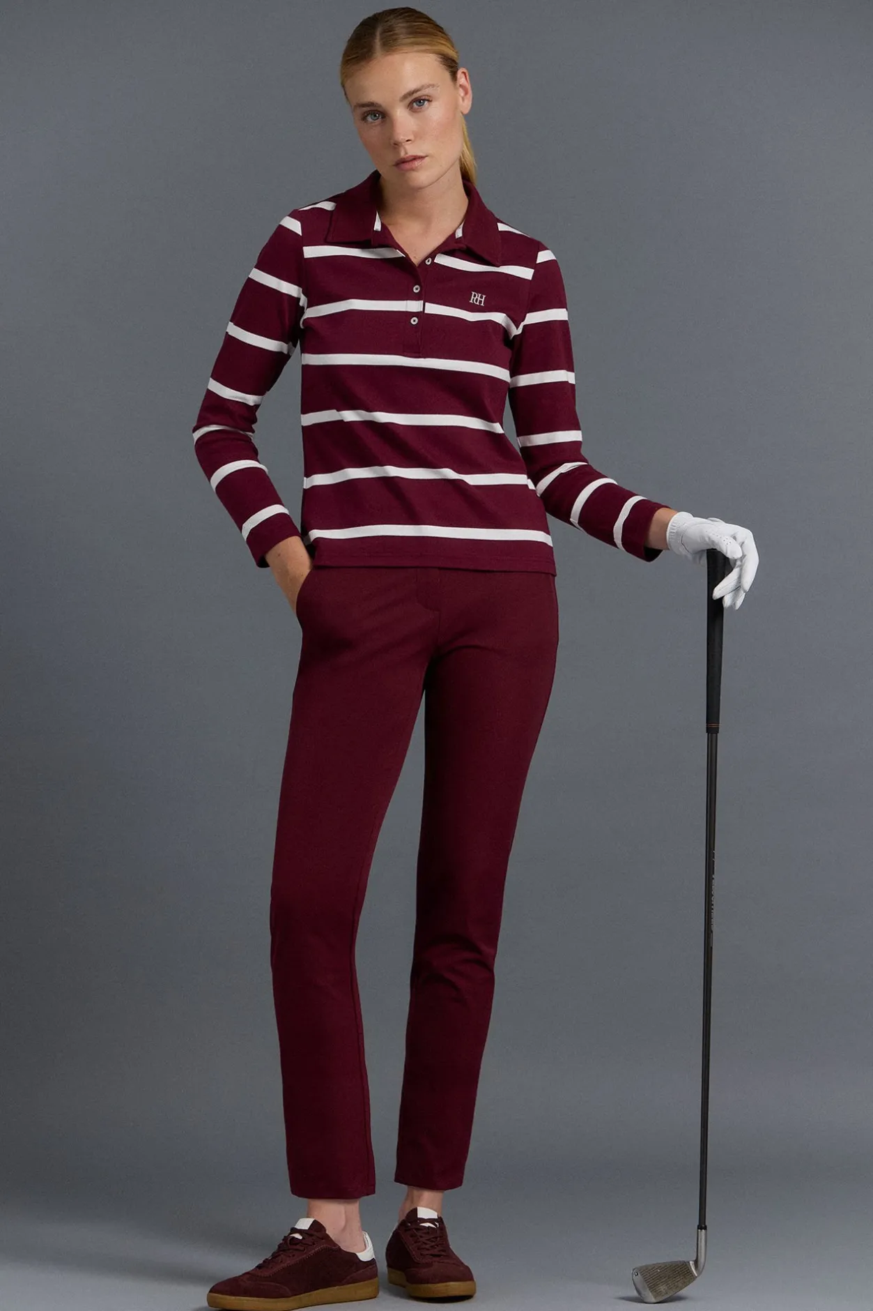 Pedro del Hierro Polo técnico rayas golf Burdeos Outlet
