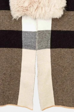 Morgan Poncho con detalles pelo de imitación Multicolor Hot