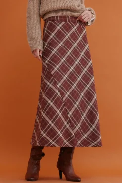 Hoss Intropia Renée. Falda a cuadros Estampado granate Hot