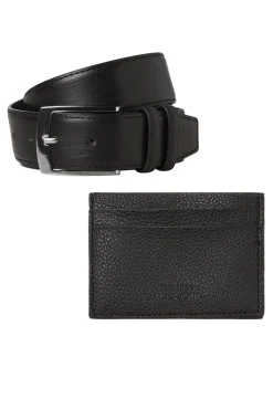 Jack & Jones Set de cinturón y tarjetero negro