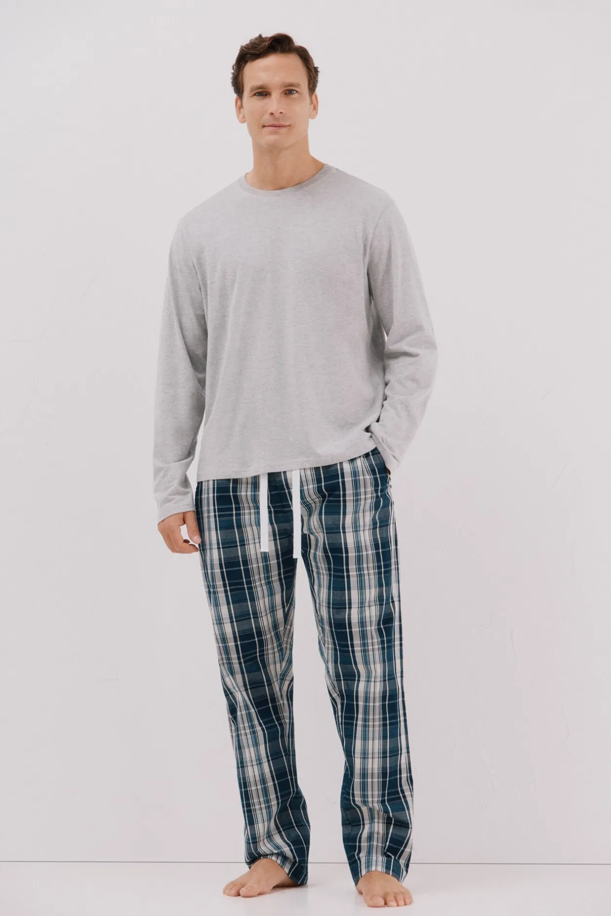 Cortefiel Set de pijama punto y tela Gris Best