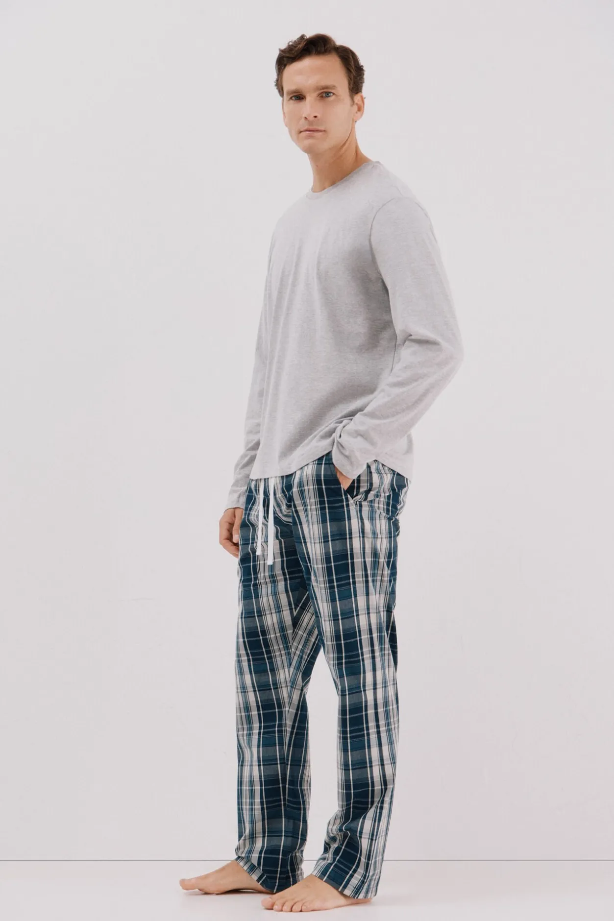 Cortefiel Set de pijama punto y tela Gris Best