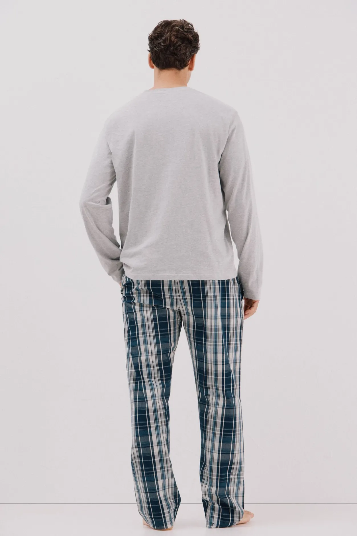 Cortefiel Set de pijama punto y tela Gris Best