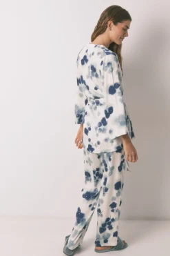Women'secret Set pijama satén floral verde Sale