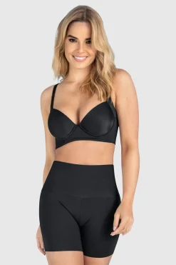 Leonisa Short de control moderado aspecto invisible con fajón antideslizante negro Discount