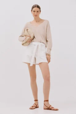 Cortefiel Short vaquero lazo Blanco Sale