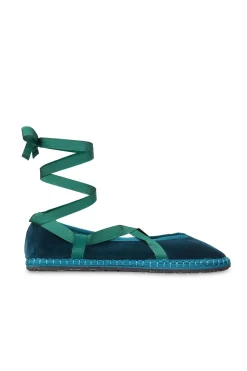 Flabelus Slippers de terciopelo Verde oscuro Online