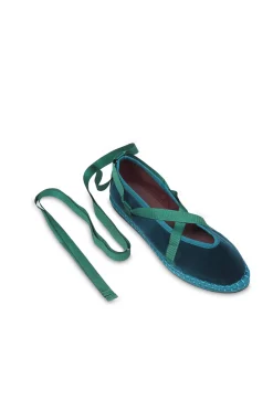 Flabelus Slippers de terciopelo Verde oscuro Online