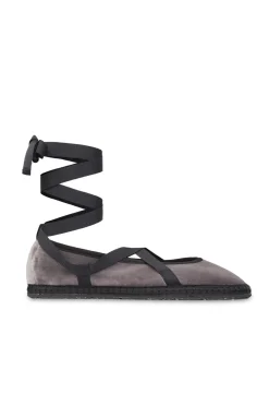 Flabelus Slippers de terciopelo Gris Clearance