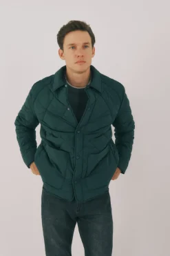 Cortefiel Sobrecamisa acolchada Verde oscuro Outlet