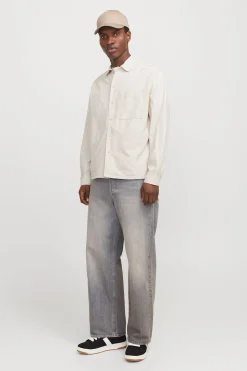 Jack & Jones Sobrecamisa de sarga corte ancho gris Outlet