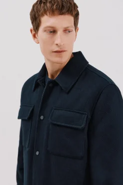 Cortefiel Sobrecamisa lana Azul marino Online